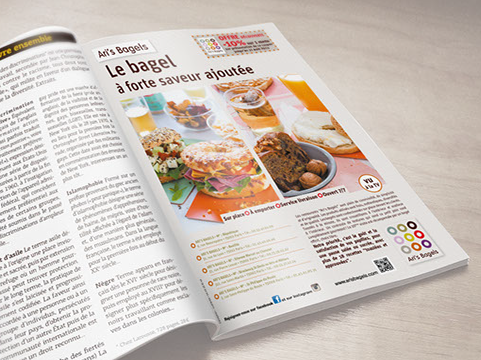 Conception d'annonce presse pour ARI'S BAGEL (restauration rapide)